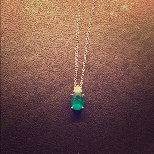 Blue nile oval emerald and  diamond necklace